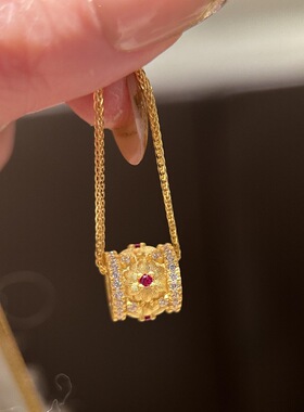 DIKAS 轻奢高级太阳花路路通项链复古拉丝时尚精致气质锁骨链