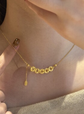 DIKAS 轻奢高级感碎碎冰五帝币项链精致爆闪百搭小众锁骨链