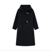 衣橱直播间 所有女生 航邦祺连帽牛角扣慵懒韩系羊毛大衣