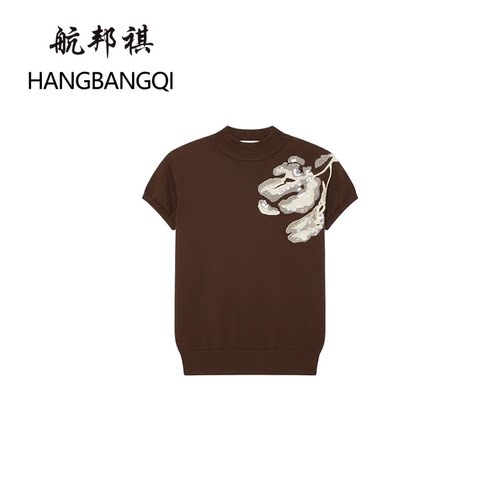 【花花推荐】航邦祺半高圆领高级设计感印花半袖LH-N060
