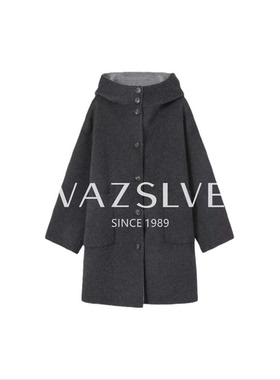 【Valkyvia/悠悠奢品】 连帽韩系宽松撞色减龄羊毛大衣BQF2507