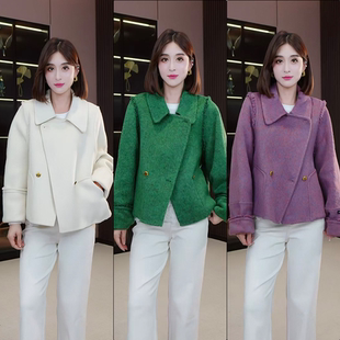 设计师短款 浆果小姐 毛边双面羊毛外套BQY098 辰大嗓严选