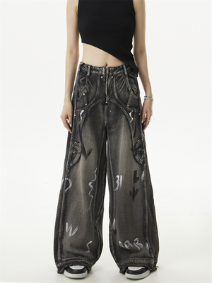 RUTOSTUDIO不规则涂鸦牛仔裤