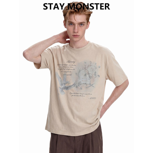 STAYMONSTER“竹节棉”花卉短袖