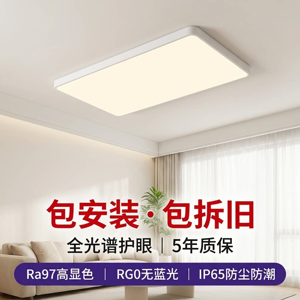全光谱护眼LED吸顶灯包安装图片