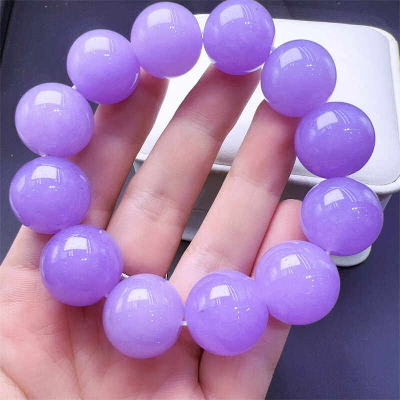 缅甸翡翠紫罗兰大圆珠子玉手串天然老坑a货紫色玉石手链18mm珠串
