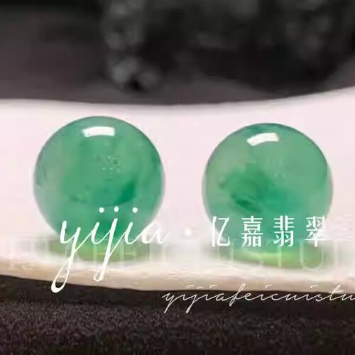 冰种飘花单颗散珠翠阳绿玉石手串