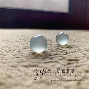 天然缅甸老坑A货翡翠高冰种手链单颗白冰圆珠子散珠晴水玉石手串