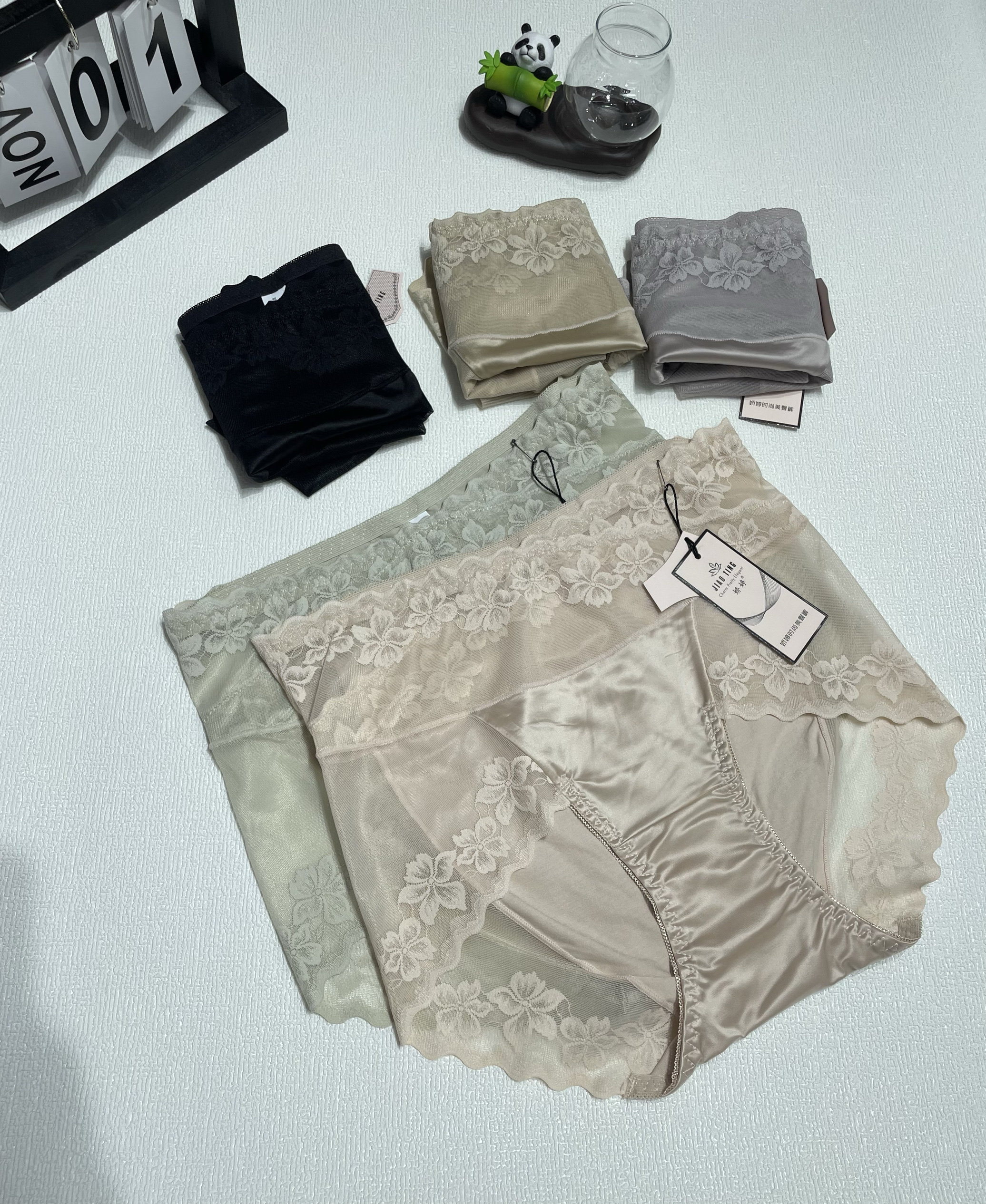 娇婷女士高腰蕾丝内裤莫代尔底裆三角裤无痕包边高弹包臀3条包邮