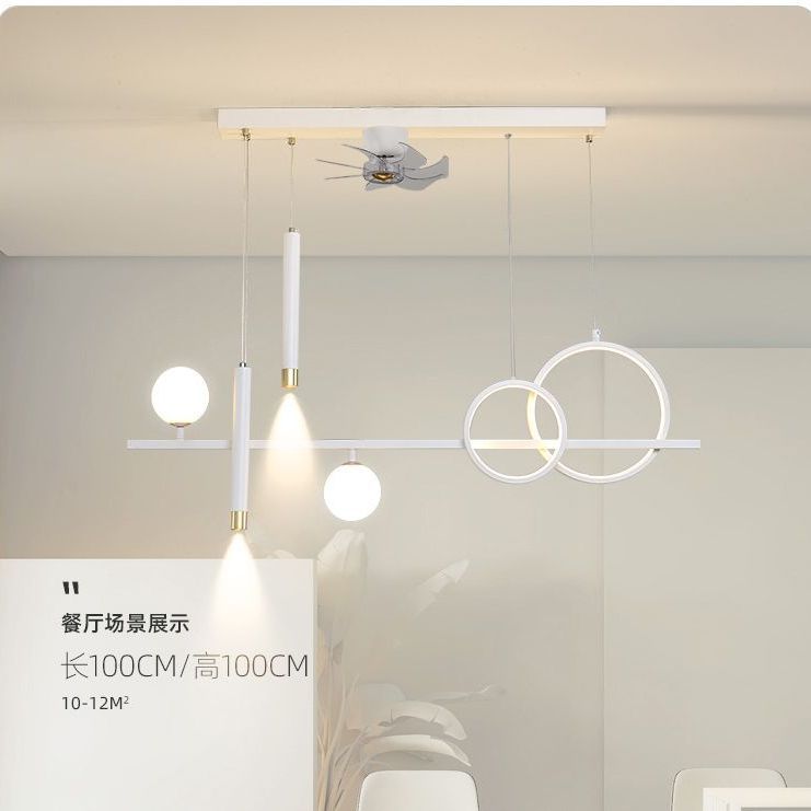 餐厅吊灯风扇一体灯简约现代创意直流变频风扇灯2025年网红智能灯