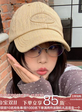 韩系画报！陈奶奶条纹棒球帽子