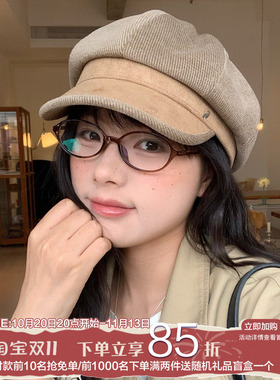 陈奶奶灯芯绒八角报童帽显脸小