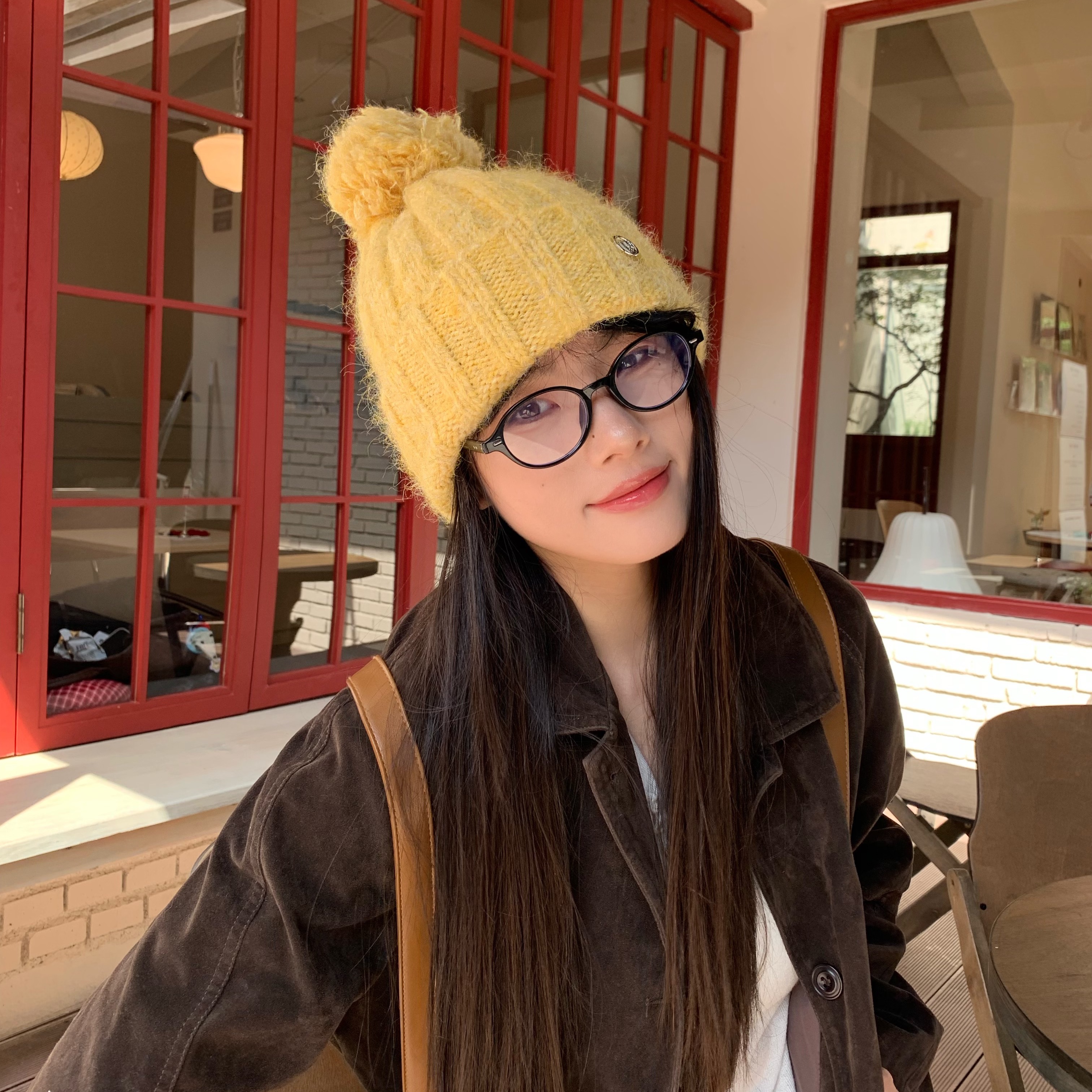 陈奶奶韩系小众毛球针织帽女秋冬