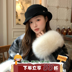 陈奶奶/娇娇小香~法式复古高级感卷边纯羊毛礼帽显脸小保暖贝雷帽