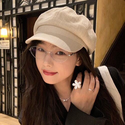 高品质！陈奶奶气质牛仔八角帽子女夏复古百搭大头围显脸小报童帽