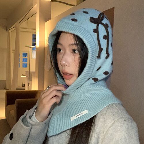 陈奶奶波点蝴蝶结巴拉克法帽女