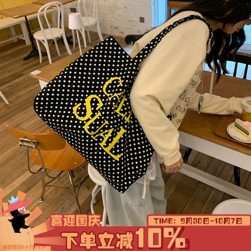 春日松弛感陈奶奶日系波点托特包