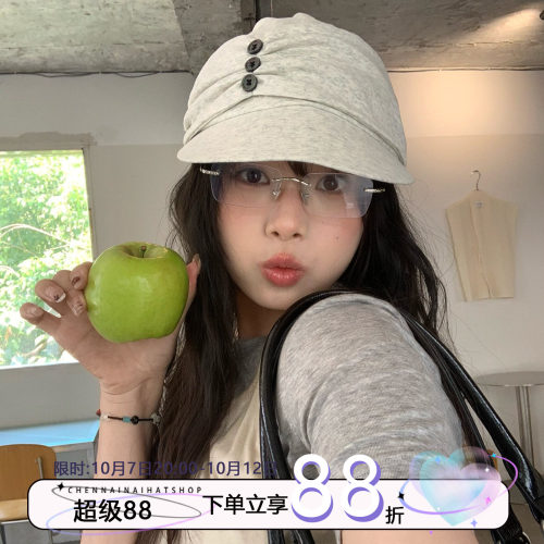 陈奶奶韩系后绑带报童帽女遮阳