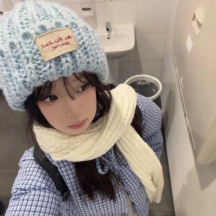 初雪奶芝~陈奶奶贴布粗针织帽子女冬保暖冷帽时尚显脸小百搭防寒
