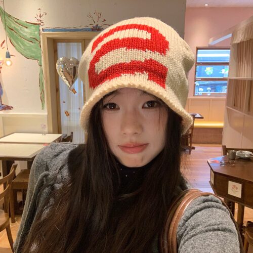 陈奶奶卷边粗针织帽子女秋冬