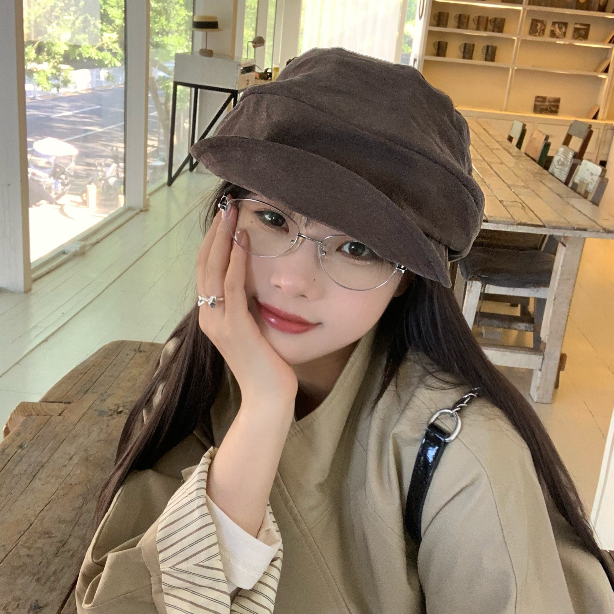 莱赛尔面料透气薄款报童帽