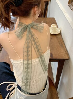陈奶奶优雅温柔时髦蕾丝飘带丝巾