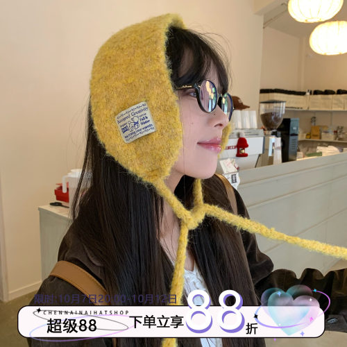 韩系小众羊羔绒绑带耳罩护颈两用