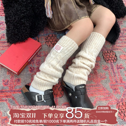 陈奶奶 日系羊毛混纺袜套堆叠感袜子女春秋中筒袜纯棉显瘦堆堆袜