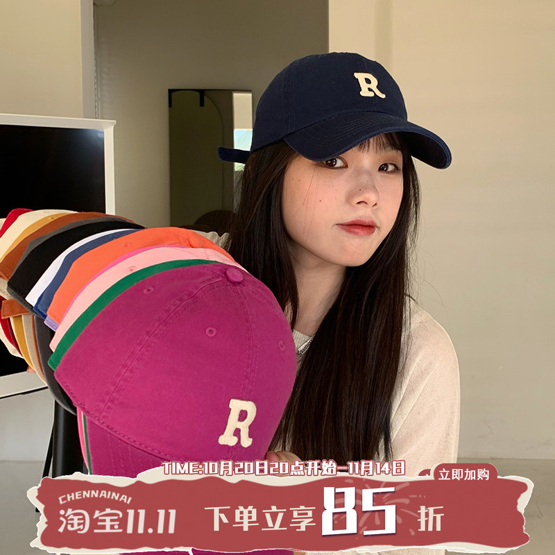 鸭舌帽子字母刺绣休闲