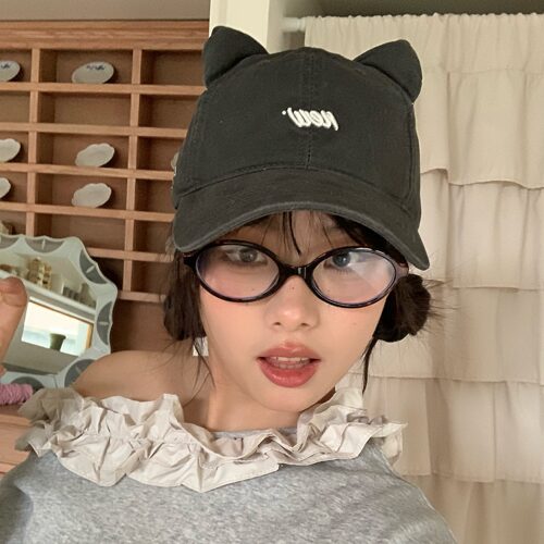 陈奶奶韩版甜美猫耳朵棒球帽