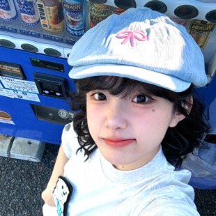 甜心妹妹~少女蝴蝶结立体刺绣贝雷帽百搭牛仔前进帽显脸小报童帽