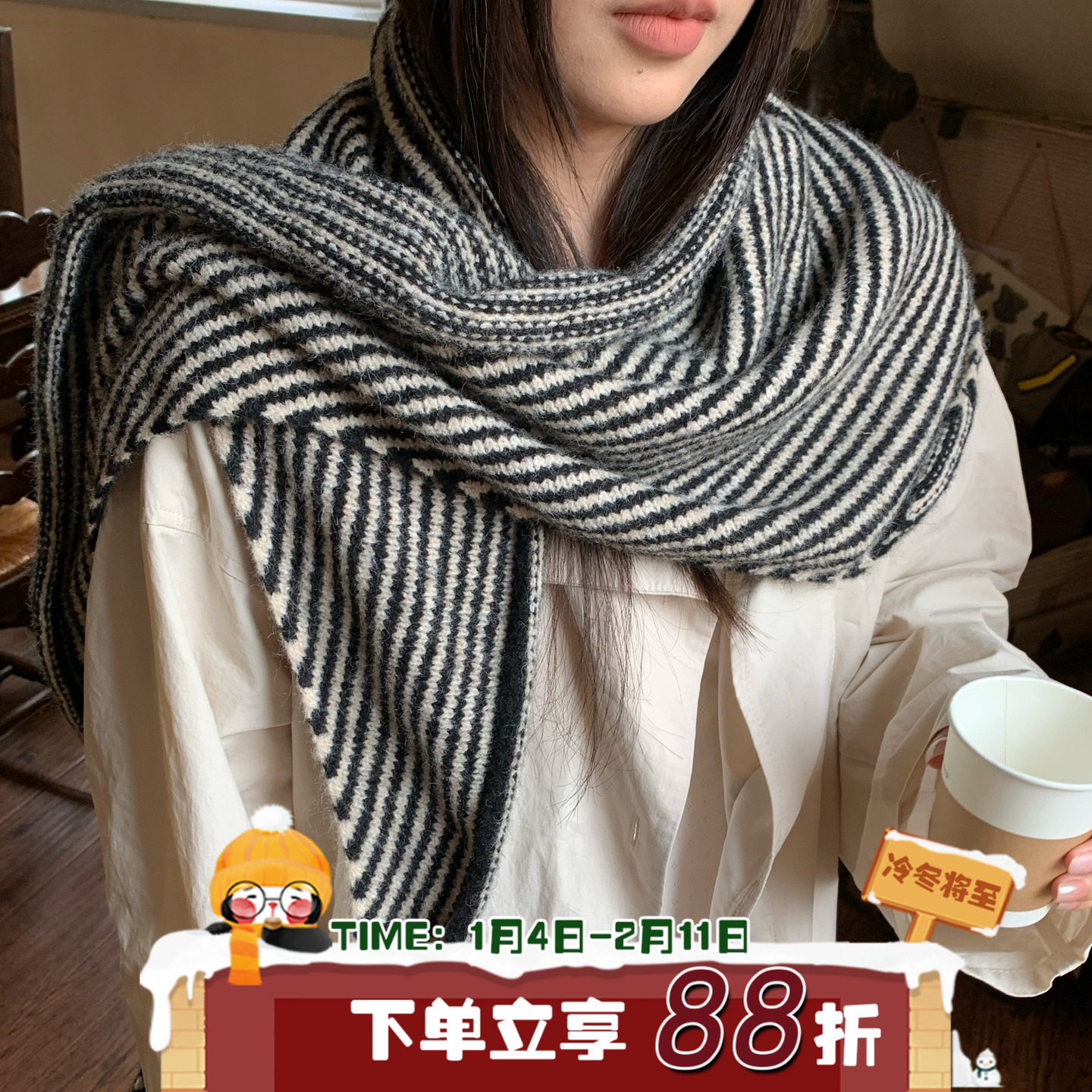 复古质感~陈奶奶/韩版三角围巾女多功能披肩时尚百搭秋冬保暖围巾