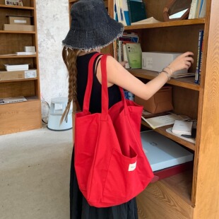 极简至上 通勤单肩包女包 陈奶奶简约韩系大容量帆布包包百搭时尚