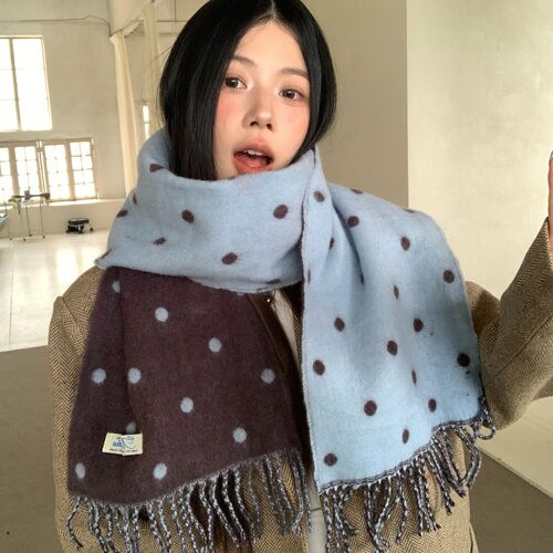 陈奶奶波点流苏围巾女秋冬