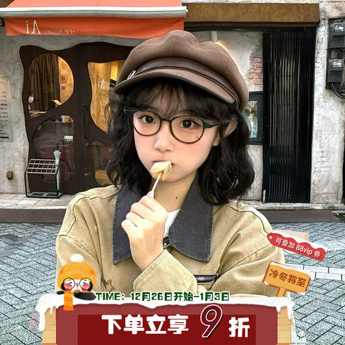 陈奶奶日系复古文艺皮报童帽