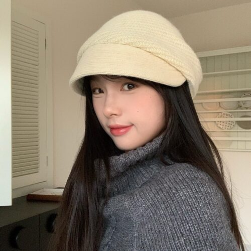100羊毛陈奶奶针织报童帽子女