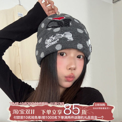 陈奶奶波点字母刺绣包头帽子女