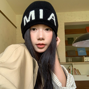 质感至上！陈奶奶韩版百搭字母毛线帽子女秋冬保暖护耳针织帽男新