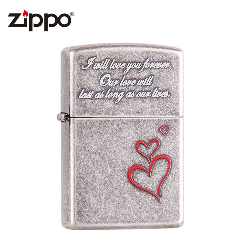 官方正品zippo打火机正版zp古银红心zbt-1-1专柜爱情七夕送礼zppo