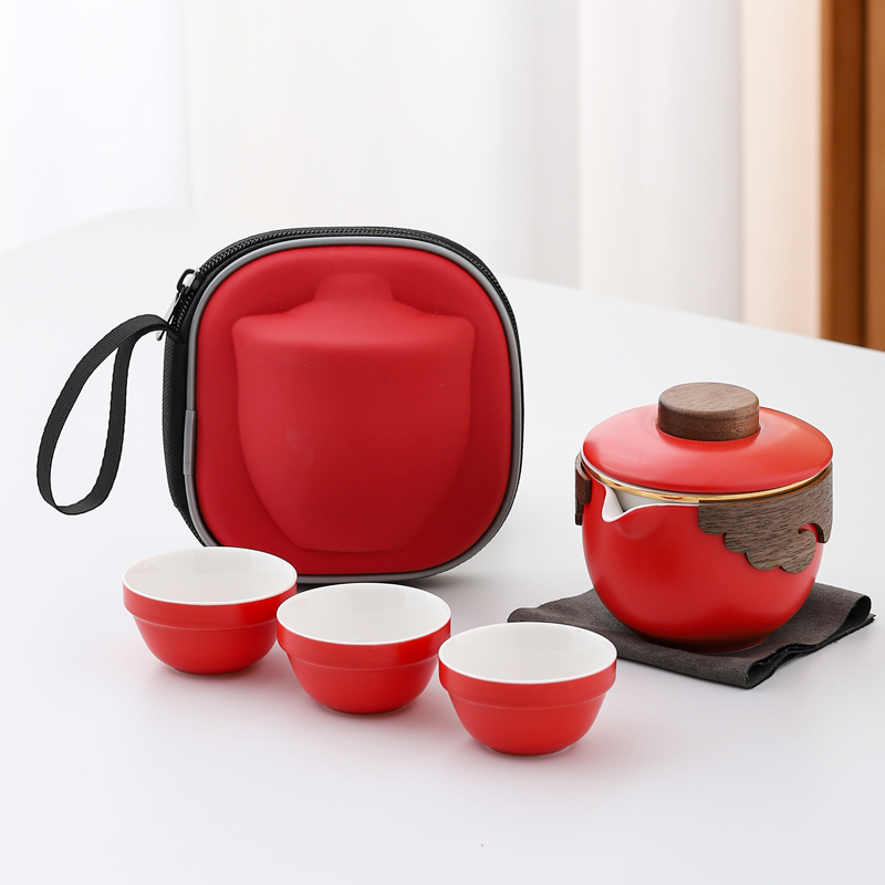 隐茶缘陶瓷一壶三杯便携旅行茶具
