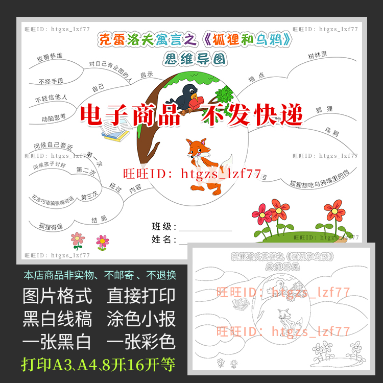 克雷洛夫寓言之狐狸和乌鸦思维导图手抄报好书推荐读后感小报a487
