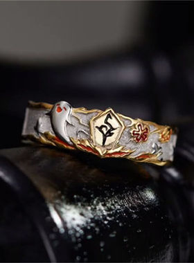 新品同人衍生胡桃元素纯银戒指