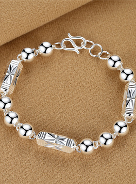 s999纯银六角手链男女转运