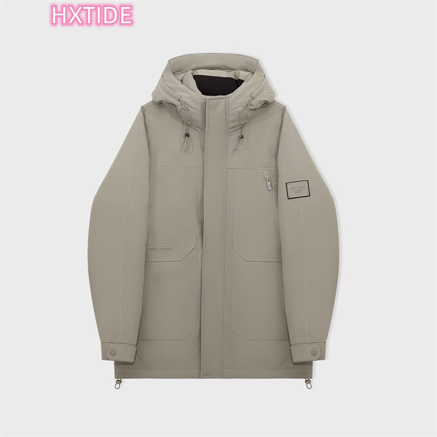 狐轩男装中长款时尚连帽羽绒服潮