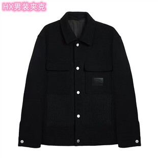 HX狐轩男装2025年春秋新品茄克衫遮肉显瘦韩版潮流纯色夹克外套潮