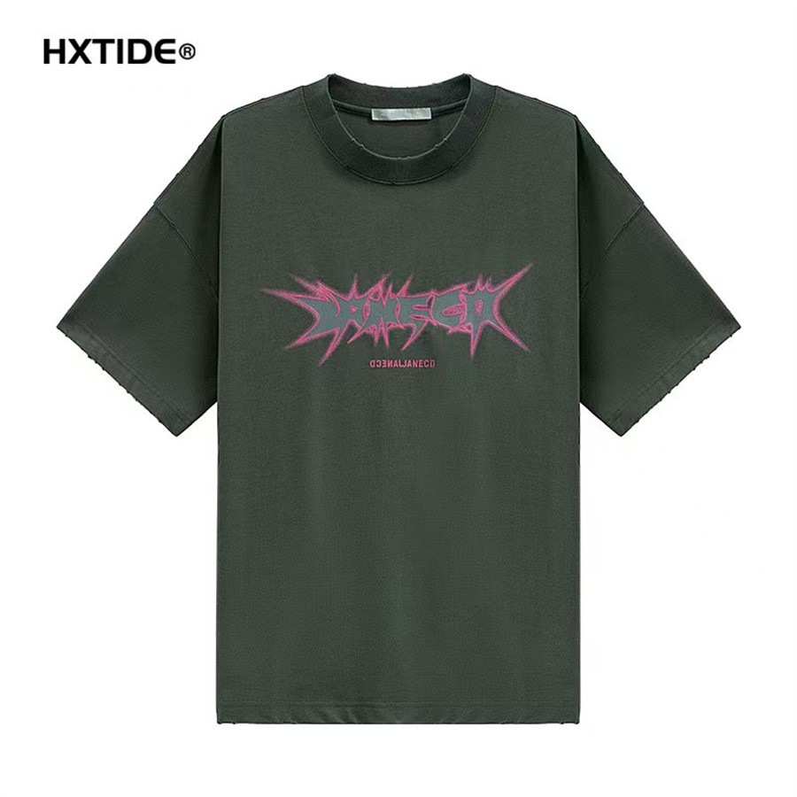 HX狐轩男装夏季新品字母印花圆领短袖t恤潮流时尚休闲新款上衣夏