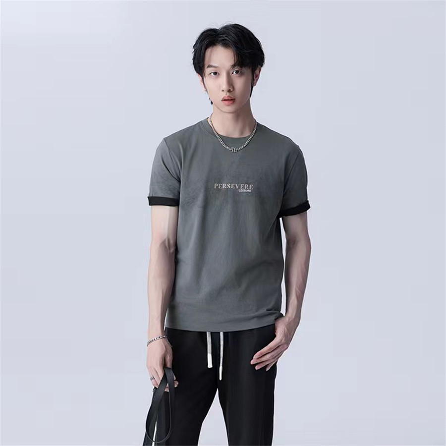 HX狐轩男装夏季新品字母印花圆领短袖t恤潮流时尚休闲新款上衣夏