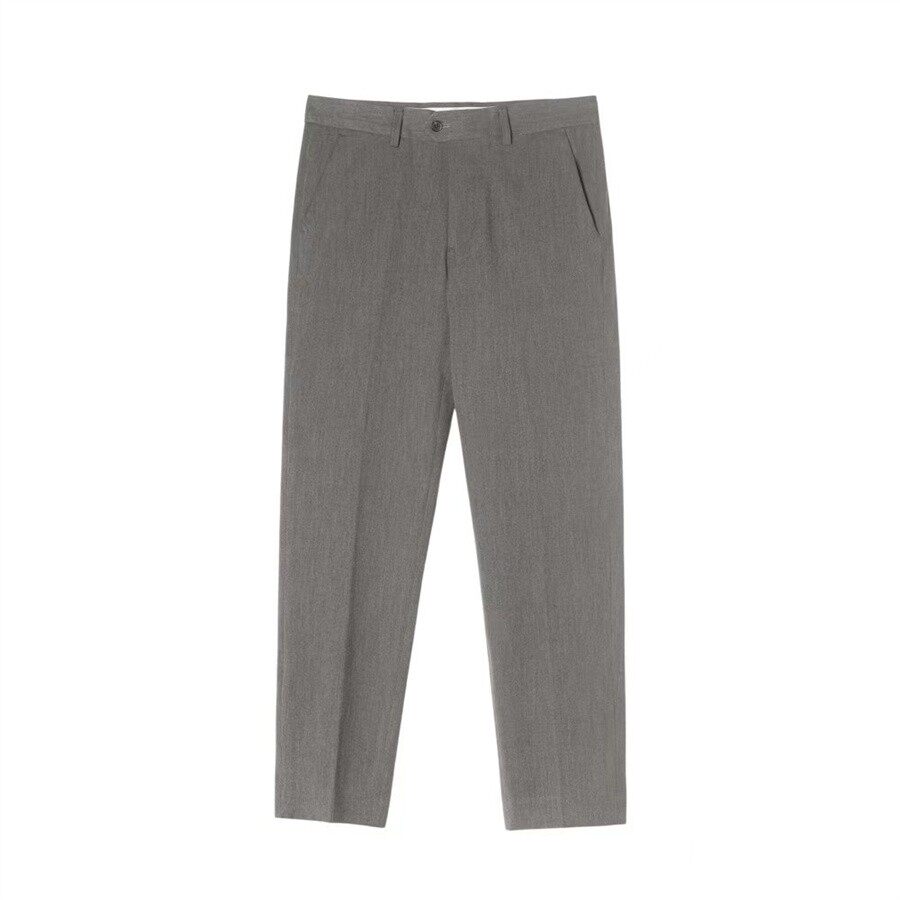 垂感商务西裤男黑色休闲弹力九分小脚裤刺绣青年韩版修身西装裤子