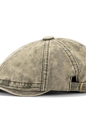 军绿色晕染前进帽女士时尚报童帽男简约画家贝雷帽潮流酷帅鸭舌帽