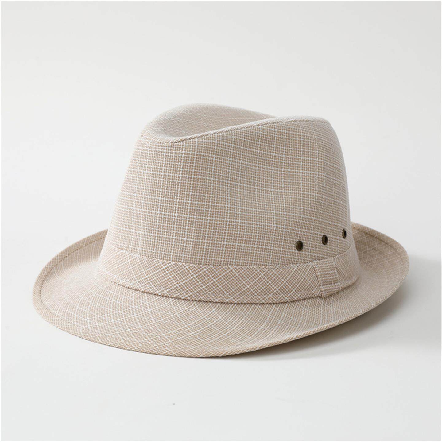 老头棉麻帽子中老年男士四季款遮阳防晒礼帽英伦风老上海滩绅士帽